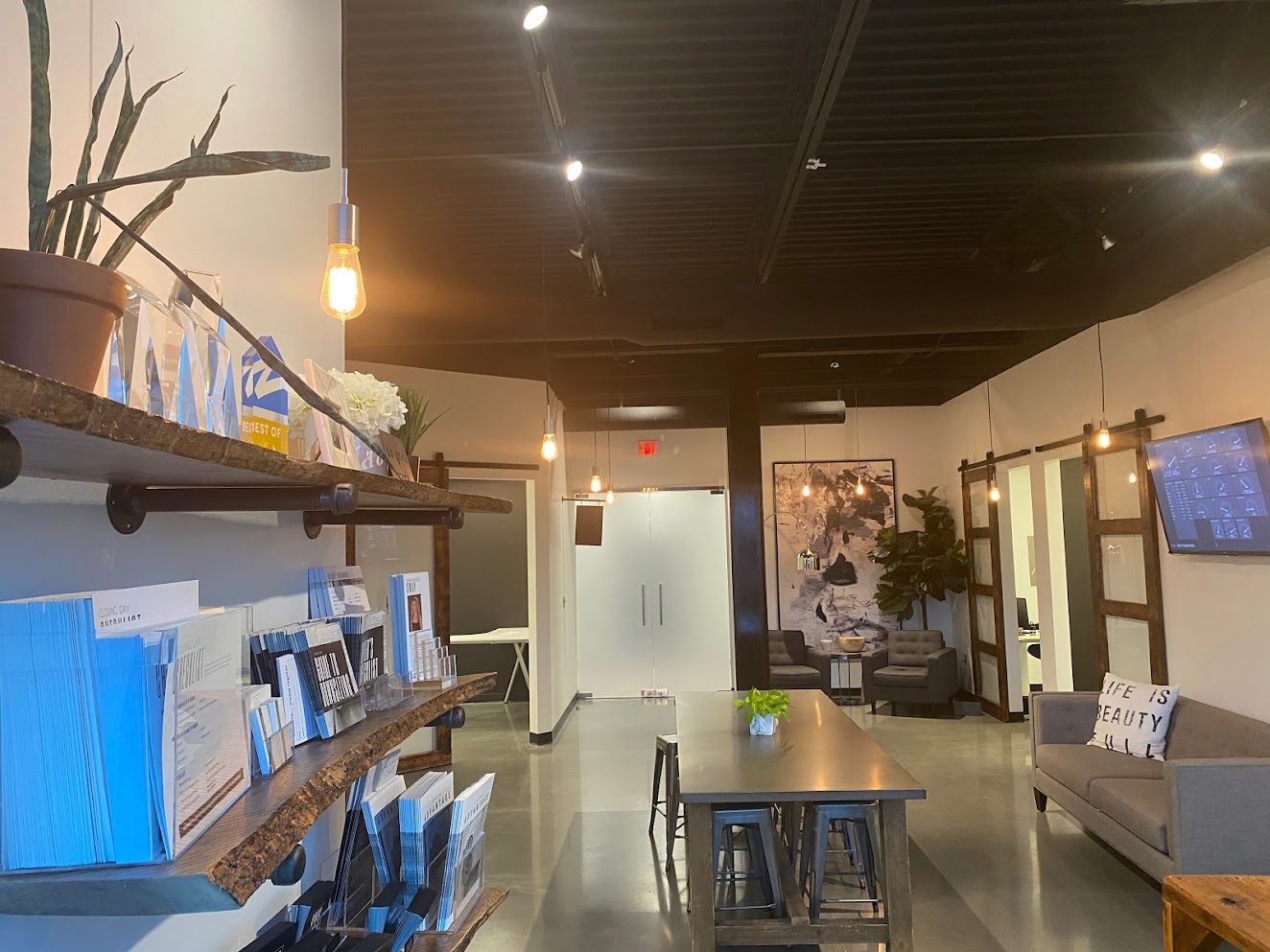 Briley Team office lobby with awards shelf